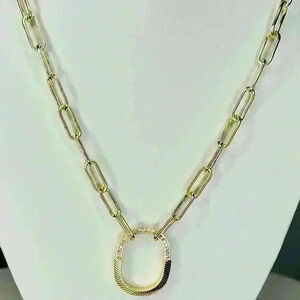 18KGP Designer Link Chain w/Pave & Earrings